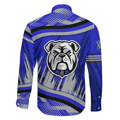 Bulldogs Rugby Mascot Family Matching Off Shoulder Short Dress and Hawaiian Shirt Fierce Athlete Graphic in Sports Style