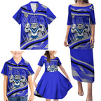 Bulldogs Rugby Mascot Family Matching Puletasi and Hawaiian Shirt Fierce Athlete Graphic in Sports Style