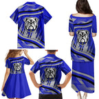 Bulldogs Rugby Mascot Family Matching Puletasi and Hawaiian Shirt Fierce Athlete Graphic in Sports Style