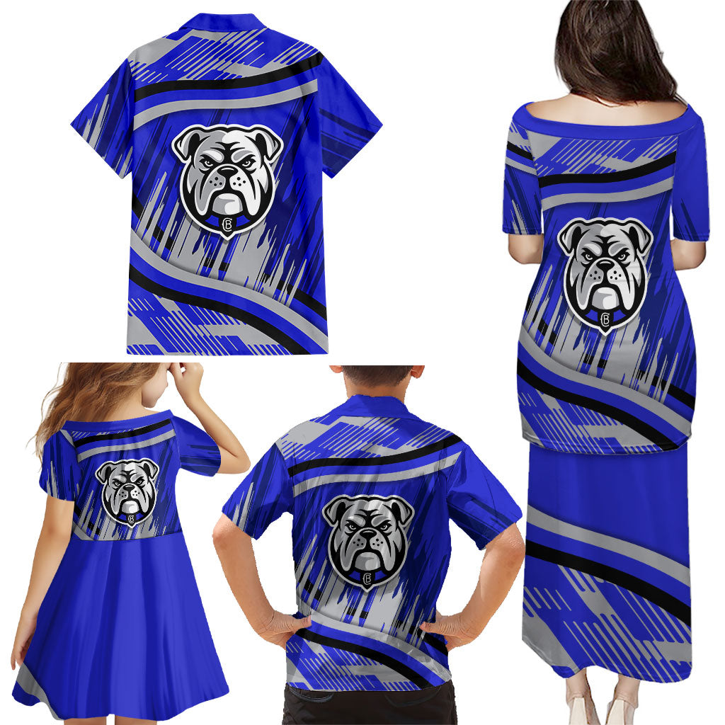 Bulldogs Rugby Mascot Family Matching Puletasi and Hawaiian Shirt Fierce Athlete Graphic in Sports Style