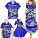Bulldogs Rugby Mascot Family Matching Summer Maxi Dress and Hawaiian Shirt Fierce Athlete Graphic in Sports Style