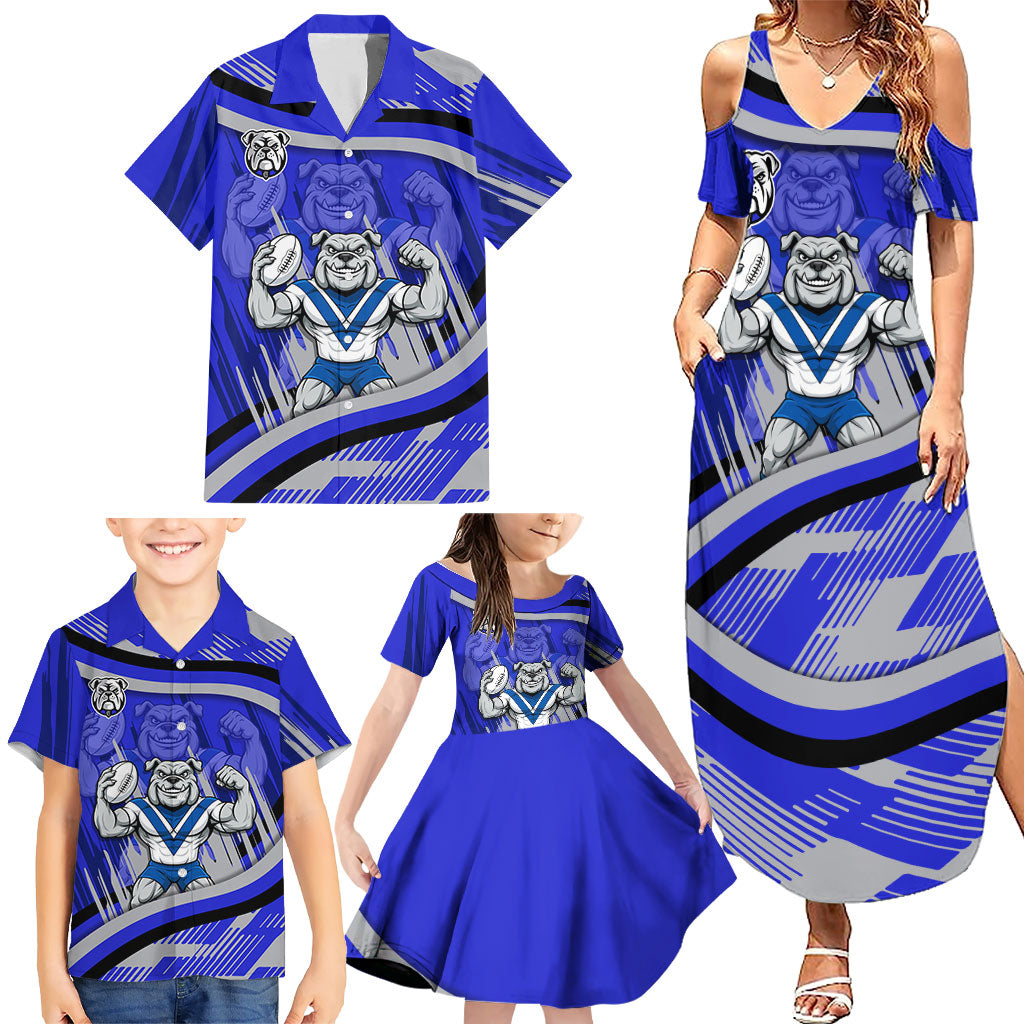Bulldogs Rugby Mascot Family Matching Summer Maxi Dress and Hawaiian Shirt Fierce Athlete Graphic in Sports Style