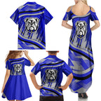 Bulldogs Rugby Mascot Family Matching Summer Maxi Dress and Hawaiian Shirt Fierce Athlete Graphic in Sports Style