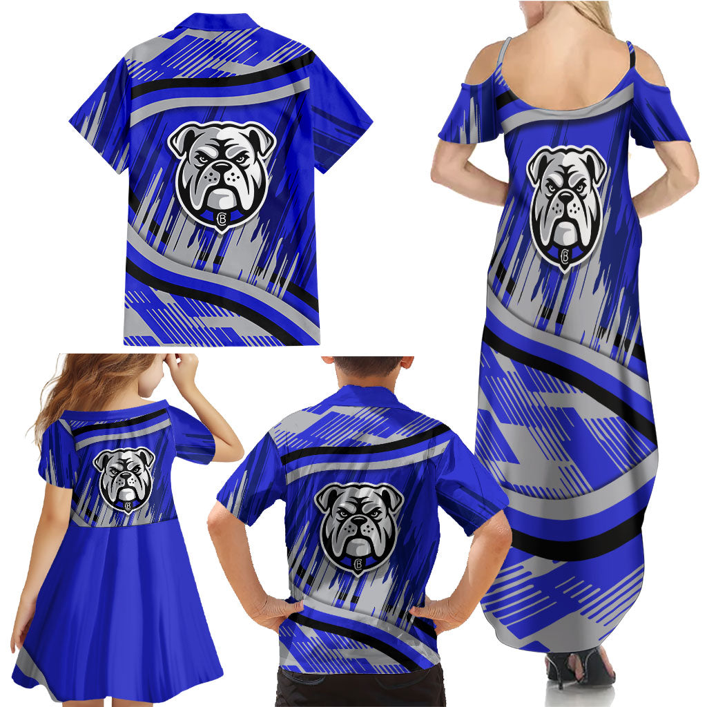 Bulldogs Rugby Mascot Family Matching Summer Maxi Dress and Hawaiian Shirt Fierce Athlete Graphic in Sports Style