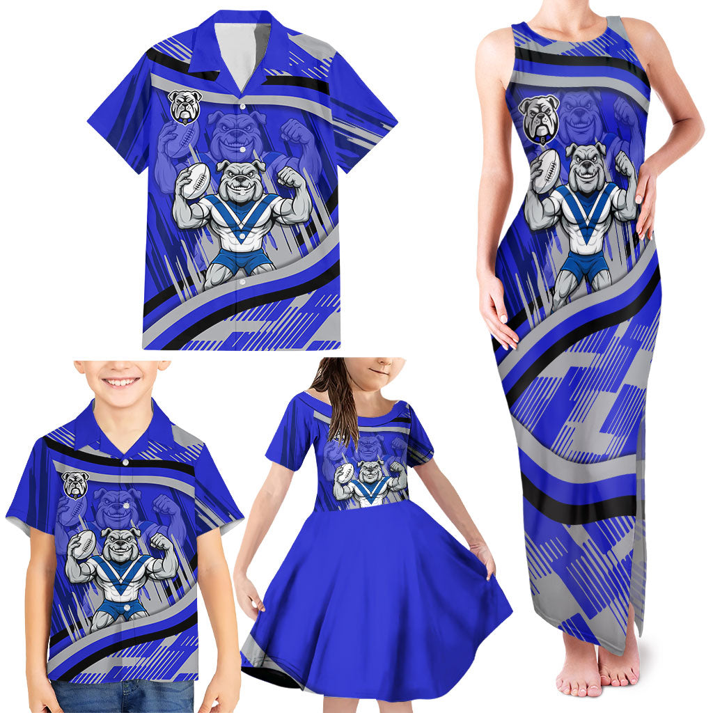 Bulldogs Rugby Mascot Family Matching Tank Maxi Dress and Hawaiian Shirt Fierce Athlete Graphic in Sports Style
