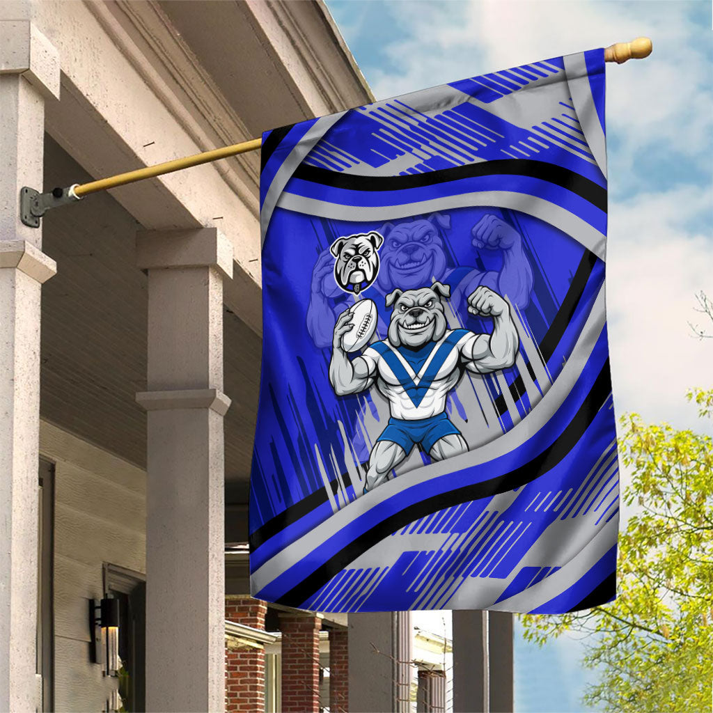 Bulldogs Rugby Mascot Garden Flag Fierce Athlete Graphic in Sports Style