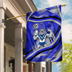 Bulldogs Rugby Mascot Garden Flag Fierce Athlete Graphic in Sports Style