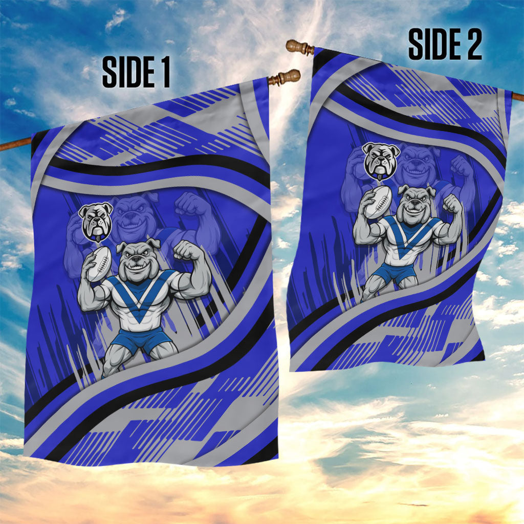 Bulldogs Rugby Mascot Garden Flag Fierce Athlete Graphic in Sports Style