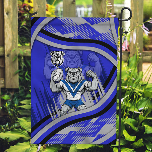 Bulldogs Rugby Mascot Garden Flag Fierce Athlete Graphic in Sports Style