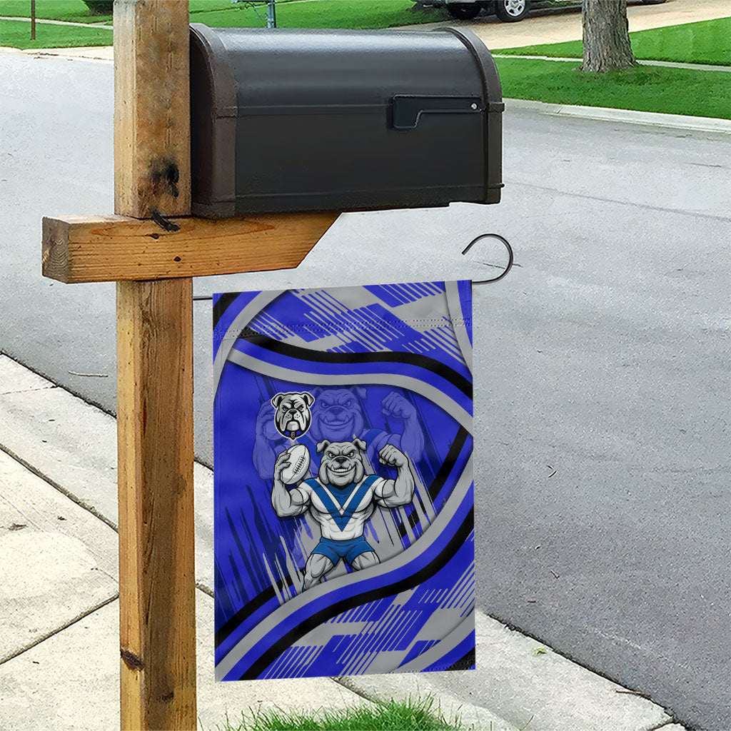 Bulldogs Rugby Mascot Garden Flag Fierce Athlete Graphic in Sports Style