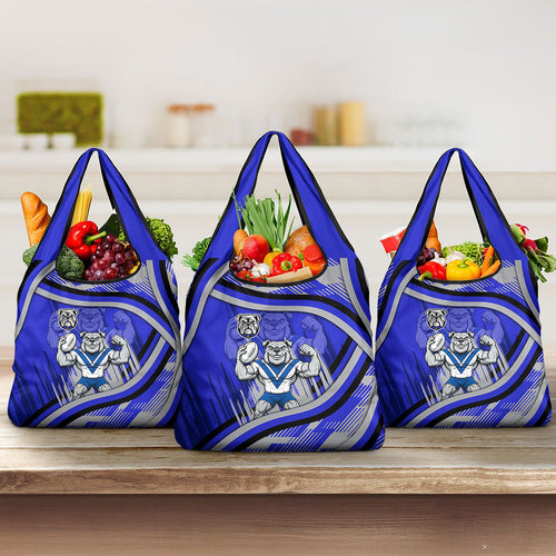 Bulldogs Rugby Mascot Grocery Bag Fierce Athlete Graphic in Sports Style