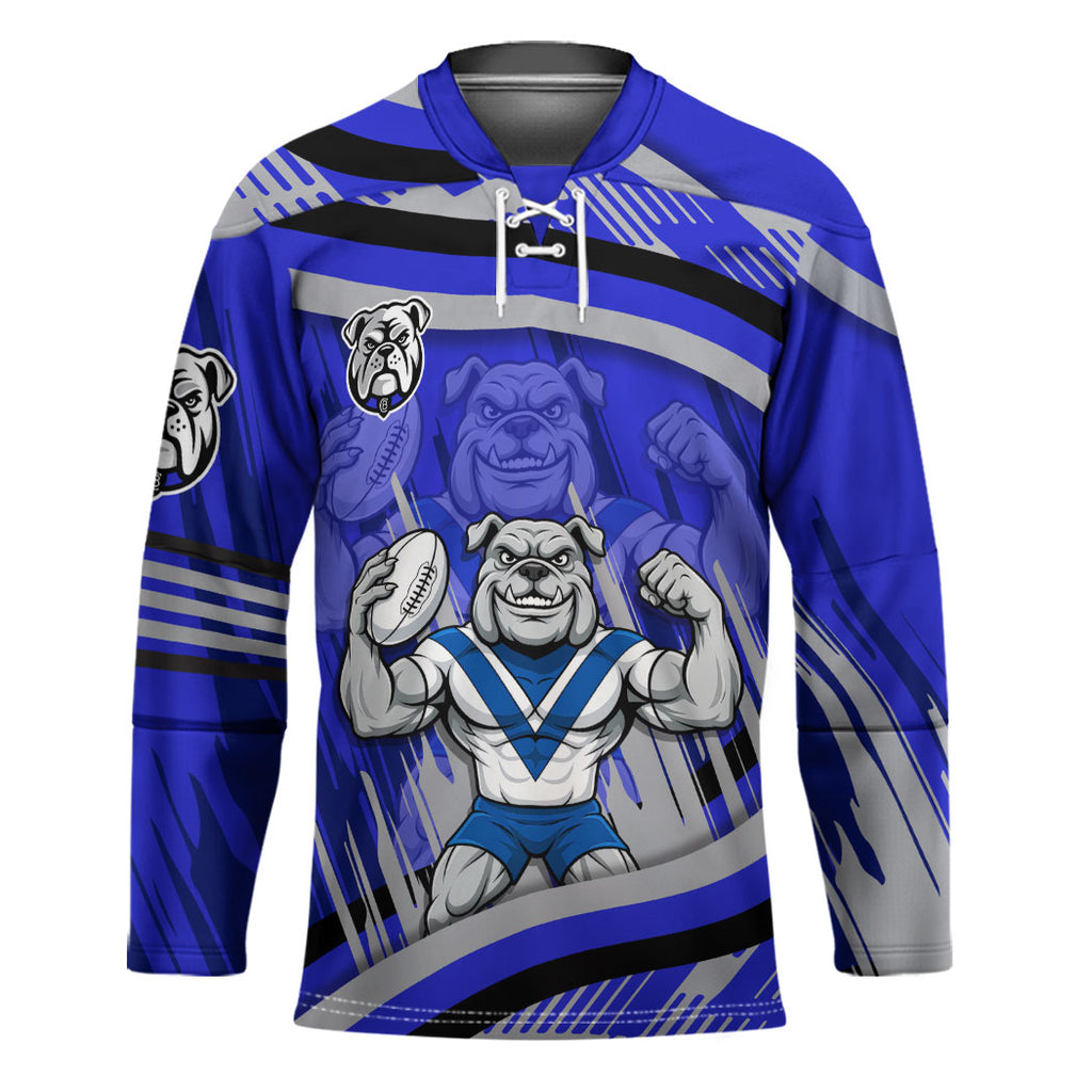 Bulldogs Rugby Mascot Hockey Jersey Fierce Athlete Graphic in Sports Style