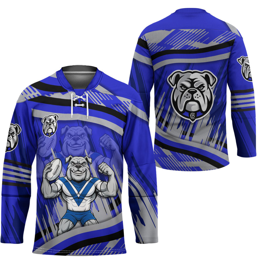 Bulldogs Rugby Mascot Hockey Jersey Fierce Athlete Graphic in Sports Style