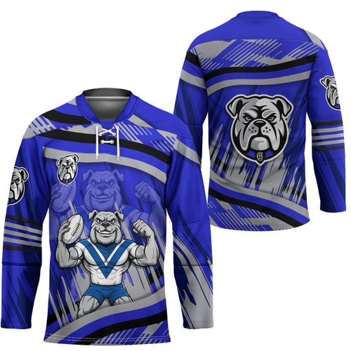 Bulldogs Rugby Mascot Hockey Jersey Fierce Athlete Graphic in Sports Style