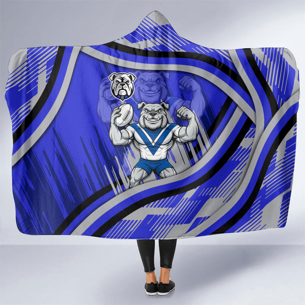 Bulldogs Rugby Mascot Hooded Blanket Fierce Athlete Graphic in Sports Style