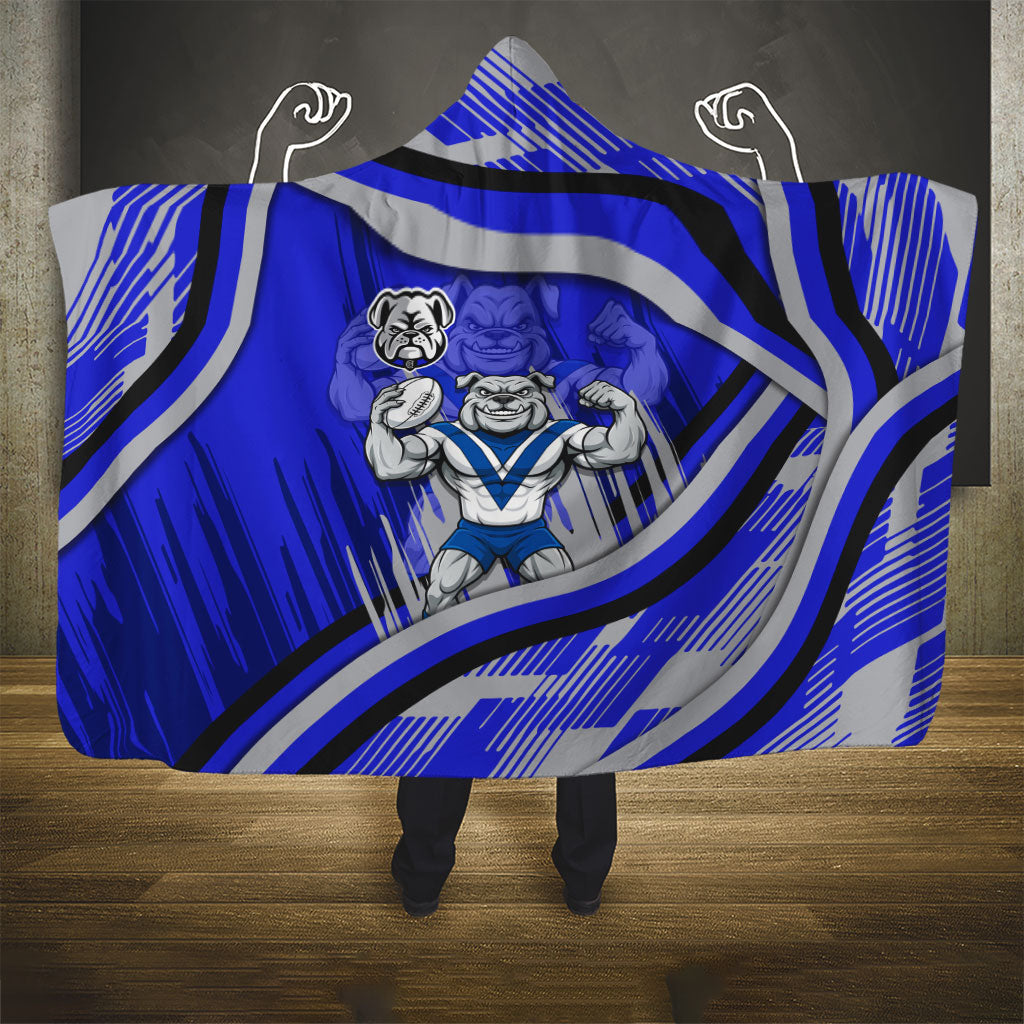 Bulldogs Rugby Mascot Hooded Blanket Fierce Athlete Graphic in Sports Style