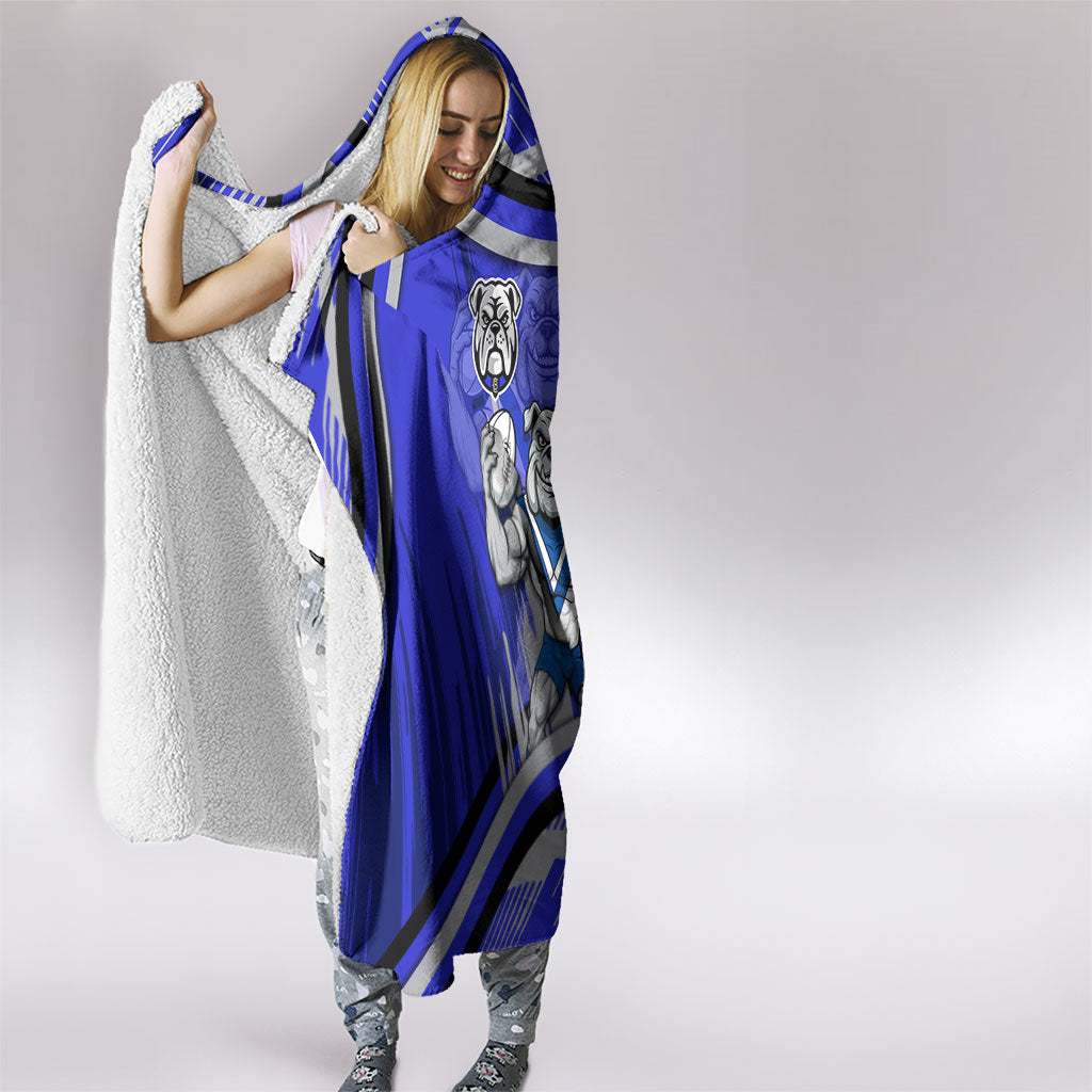 Bulldogs Rugby Mascot Hooded Blanket Fierce Athlete Graphic in Sports Style