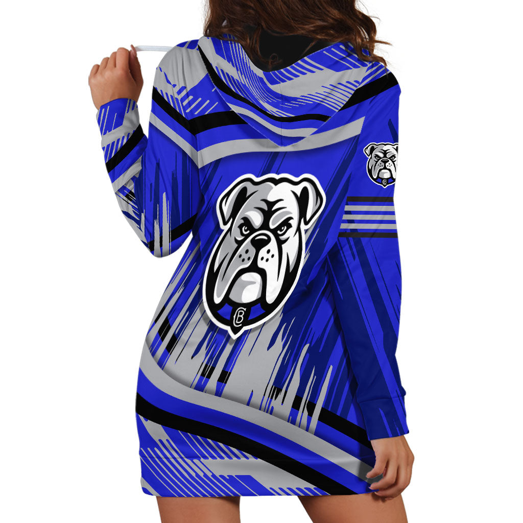 Bulldogs Rugby Mascot Hoodie Dress Fierce Athlete Graphic in Sports Style