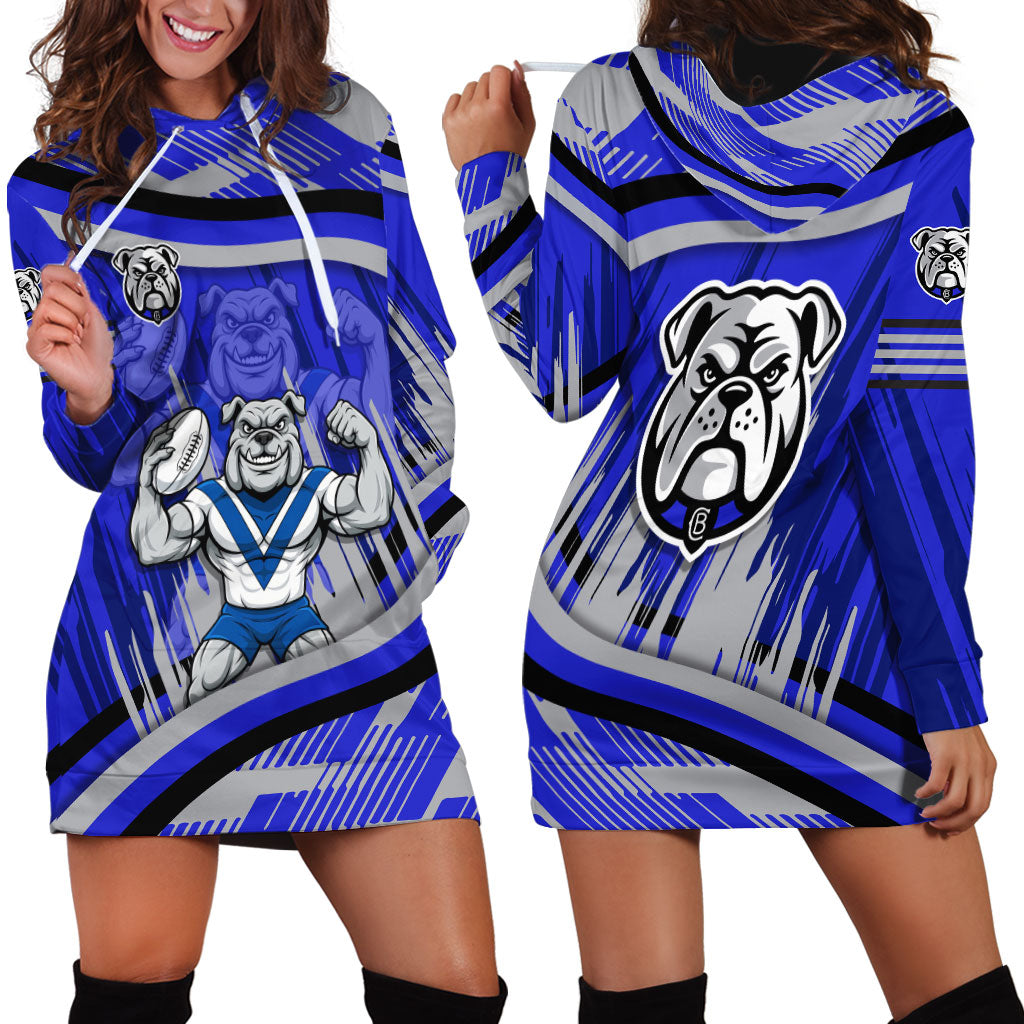 Bulldogs Rugby Mascot Hoodie Dress Fierce Athlete Graphic in Sports Style