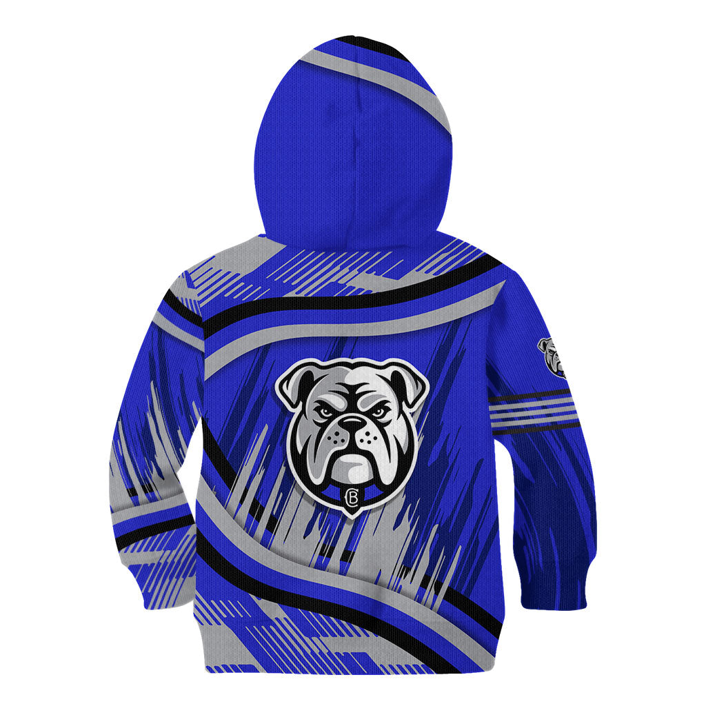 Bulldogs Rugby Mascot Kid Hoodie Fierce Athlete Graphic in Sports Style