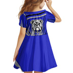 Bulldogs Rugby Mascot Kid Short Sleeve Dress Fierce Athlete Graphic in Sports Style