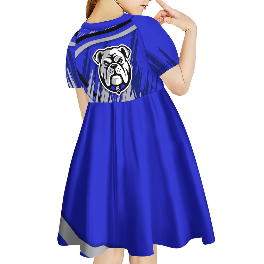 Bulldogs Rugby Mascot Kid Short Sleeve Dress Fierce Athlete Graphic in Sports Style