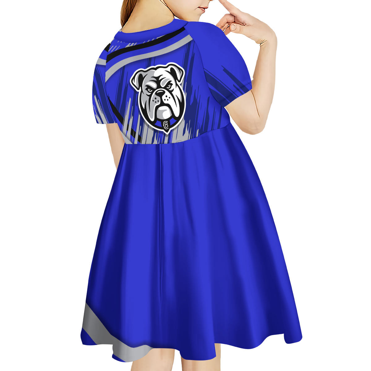 Bulldogs Rugby Mascot Kid Short Sleeve Dress Fierce Athlete Graphic in Sports Style