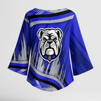 Bulldogs Rugby Mascot Kimono Sleeve Blouse Fierce Athlete Graphic in Sports Style