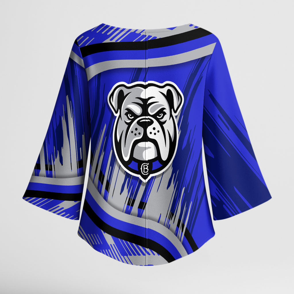 Bulldogs Rugby Mascot Kimono Sleeve Blouse Fierce Athlete Graphic in Sports Style