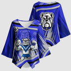 Bulldogs Rugby Mascot Kimono Sleeve Blouse Fierce Athlete Graphic in Sports Style