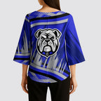 Bulldogs Rugby Mascot Kimono Sleeve Blouse Fierce Athlete Graphic in Sports Style