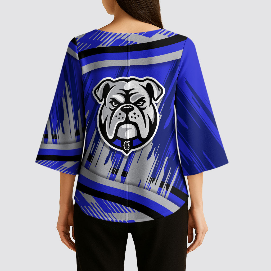 Bulldogs Rugby Mascot Kimono Sleeve Blouse Fierce Athlete Graphic in Sports Style