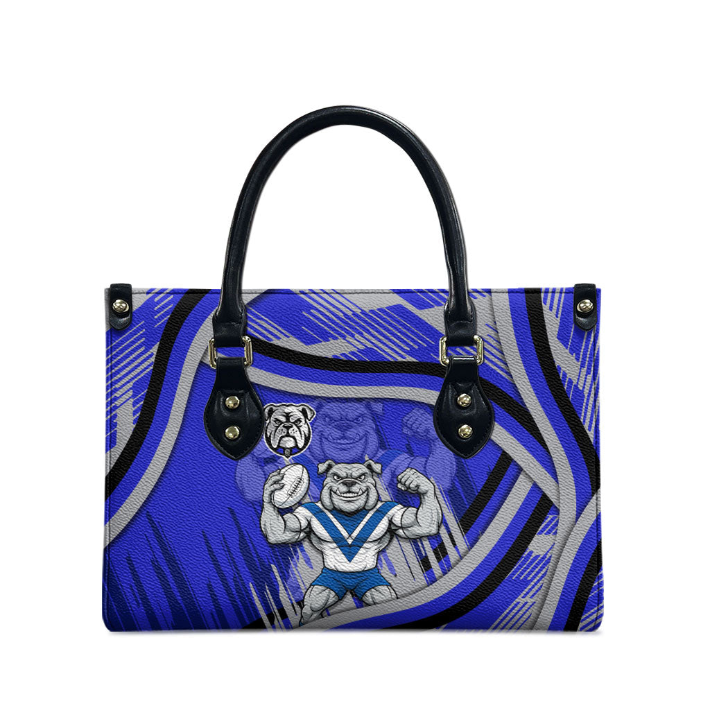 Bulldogs Rugby Mascot Leather Bag Fierce Athlete Graphic in Sports Style