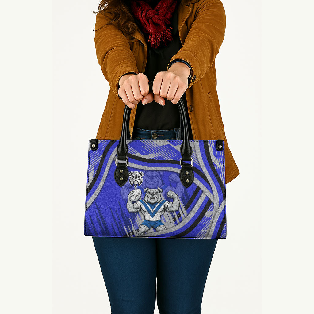 Bulldogs Rugby Mascot Leather Bag Fierce Athlete Graphic in Sports Style