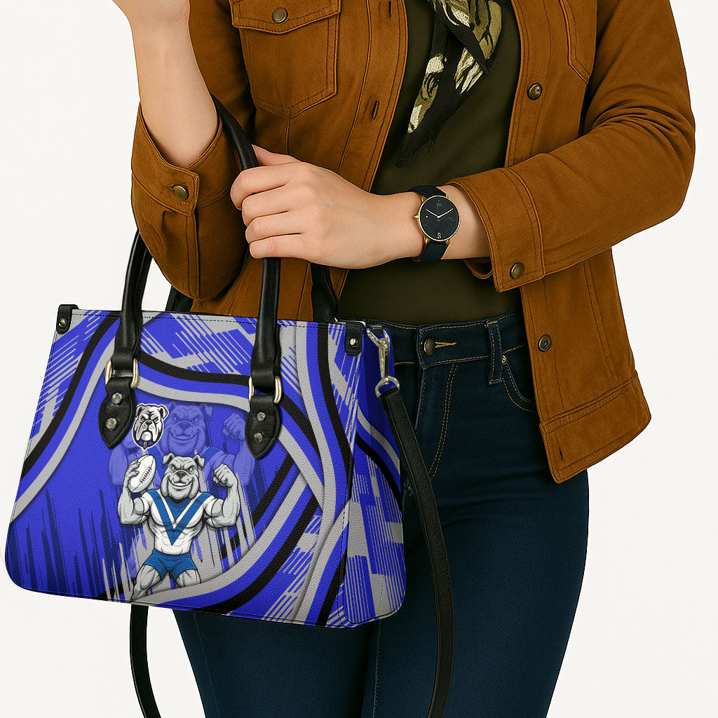 Bulldogs Rugby Mascot Leather Bag Fierce Athlete Graphic in Sports Style