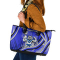 Bulldogs Rugby Mascot Leather Tote Bag Fierce Athlete Graphic in Sports Style