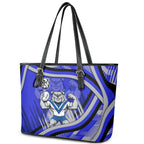 Bulldogs Rugby Mascot Leather Tote Bag Fierce Athlete Graphic in Sports Style