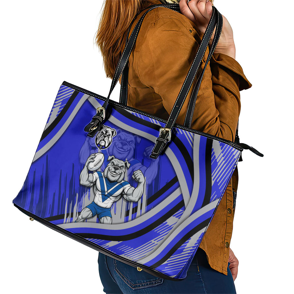 Bulldogs Rugby Mascot Leather Tote Bag Fierce Athlete Graphic in Sports Style