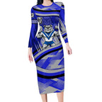 Bulldogs Rugby Mascot Long Sleeve Bodycon Dress Fierce Athlete Graphic in Sports Style