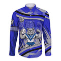 Bulldogs Rugby Mascot Long Sleeve Button Shirt Fierce Athlete Graphic in Sports Style