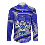 Bulldogs Rugby Mascot Long Sleeve Button Shirt Fierce Athlete Graphic in Sports Style