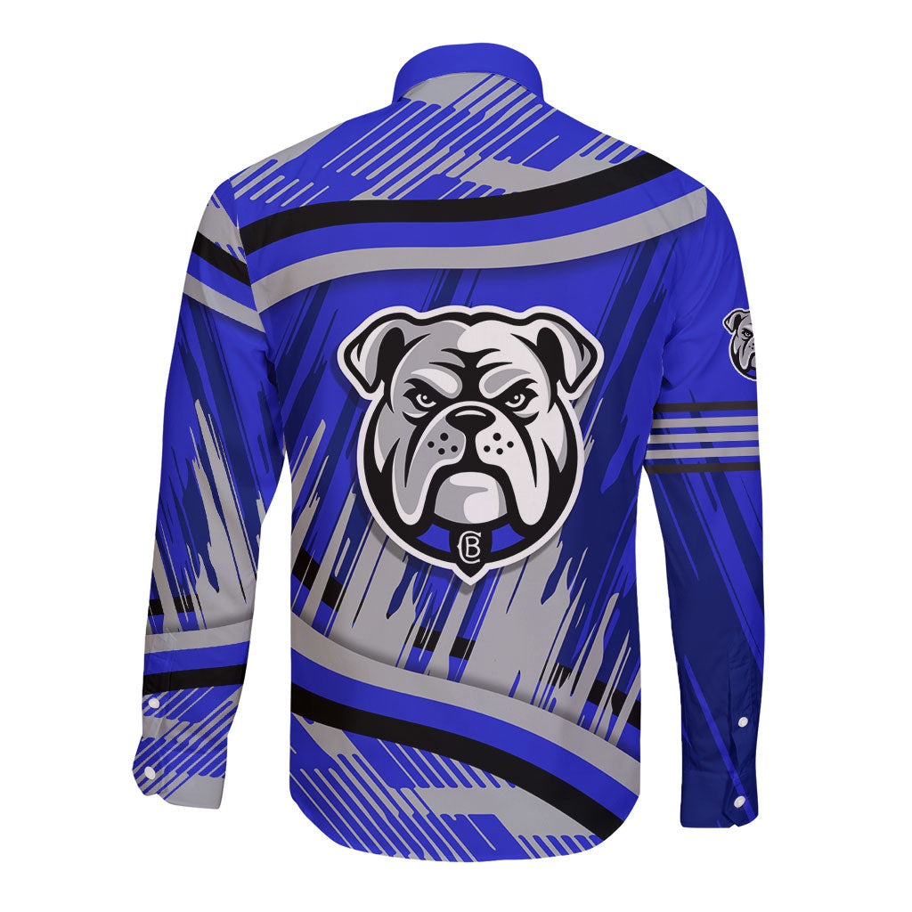 Bulldogs Rugby Mascot Long Sleeve Button Shirt Fierce Athlete Graphic in Sports Style