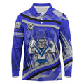 Bulldogs Rugby Mascot Long Sleeve Polo Shirt Fierce Athlete Graphic in Sports Style