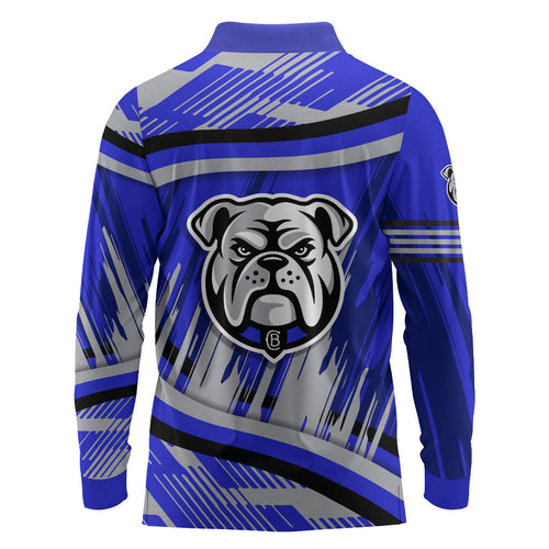 Bulldogs Rugby Mascot Long Sleeve Polo Shirt Fierce Athlete Graphic in Sports Style
