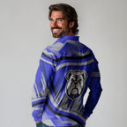 Bulldogs Rugby Mascot Long Sleeve Polo Shirt Fierce Athlete Graphic in Sports Style