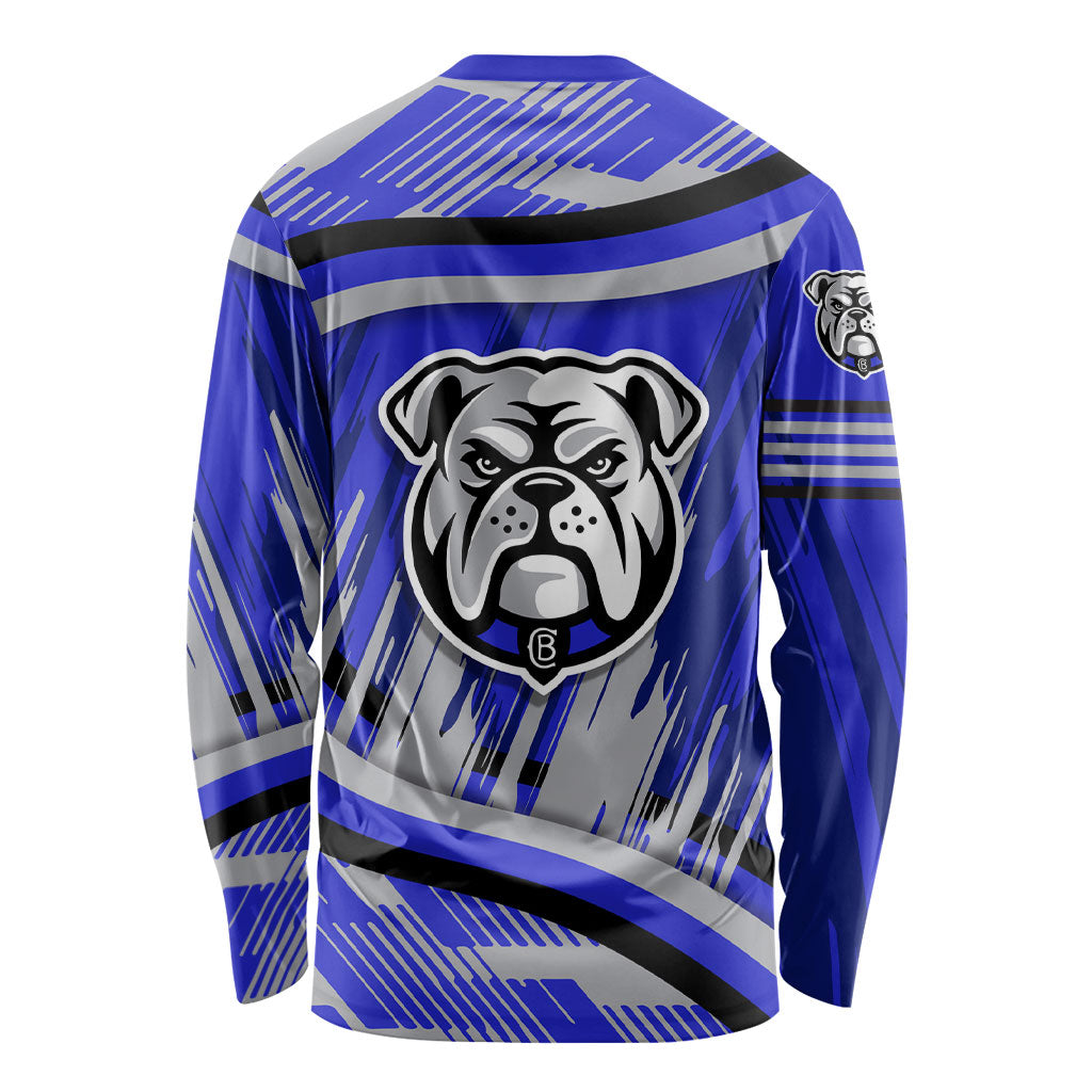 Bulldogs Rugby Mascot Long Sleeve Shirt Fierce Athlete Graphic in Sports Style