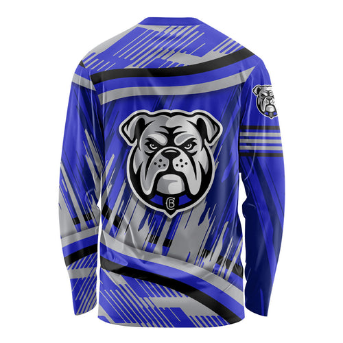 Bulldogs Rugby Mascot Long Sleeve Shirt Fierce Athlete Graphic in Sports Style