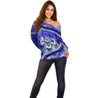 Bulldogs Rugby Mascot Off Shoulder Sweater Fierce Athlete Graphic in Sports Style