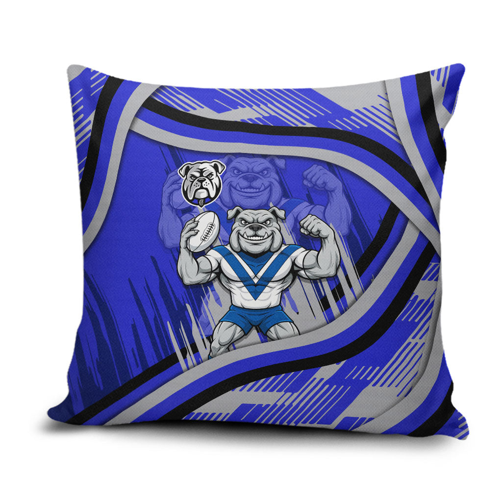Bulldogs Rugby Mascot Pillow Cover Fierce Athlete Graphic in Sports Style