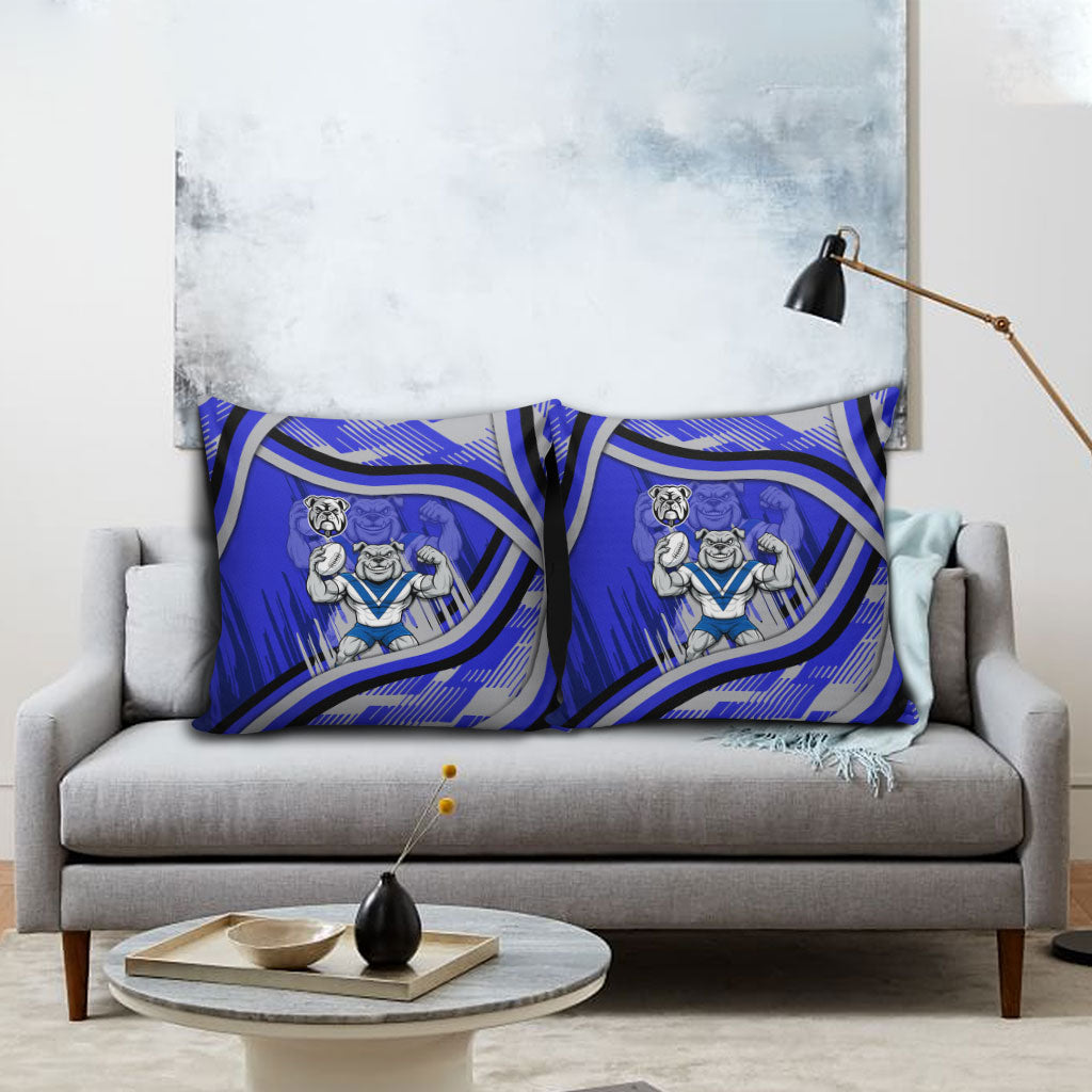 Bulldogs Rugby Mascot Pillow Cover Fierce Athlete Graphic in Sports Style